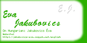 eva jakubovics business card